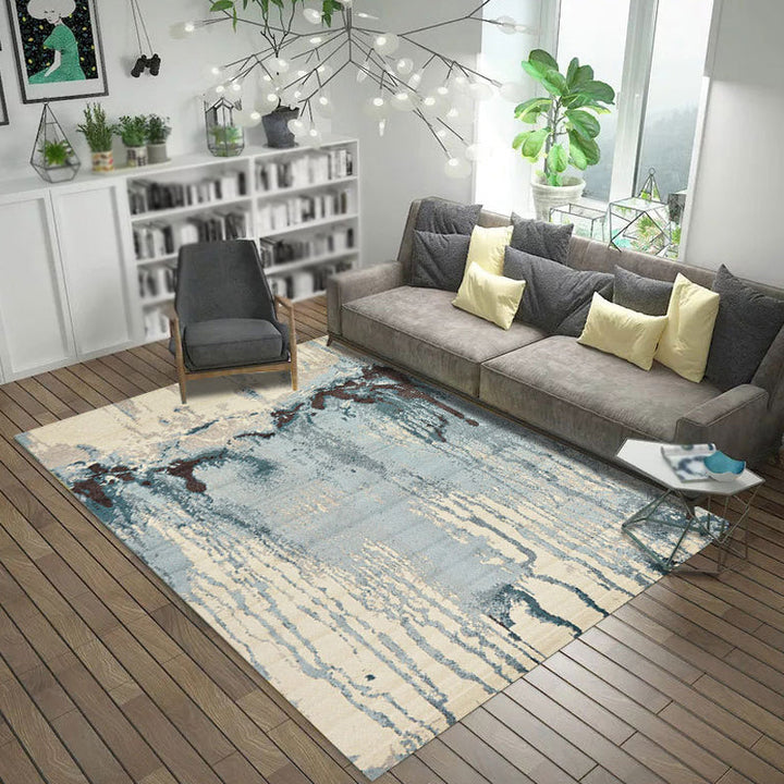 Lisslune | Multicolor Abstract Carpet Polyester Industrial Carpet Pet Friendly Washable Non-Slip Carpet for Bedroom