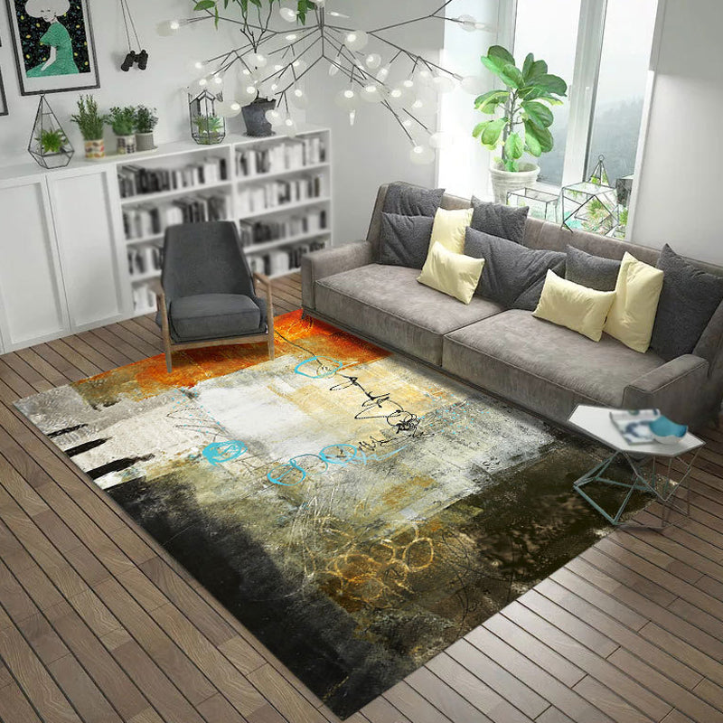 Lisslune | Multicolor Abstract Carpet Polyester Industrial Carpet Pet Friendly Washable Non-Slip Carpet for Bedroom