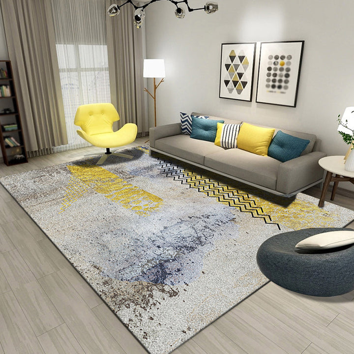 Lisslune | Creative Abstract Rug Multicolor Industrial Rug Polyester Pet Friendly Washable Non-Slip Carpet for Living Room