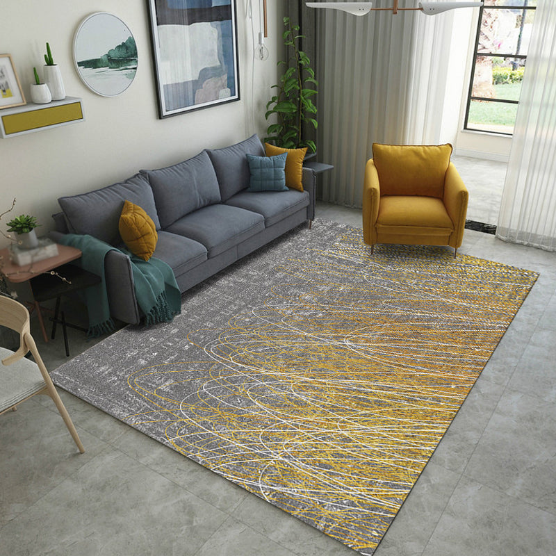 Lisslune | Creative Abstract Rug Multicolor Industrial Rug Polyester Pet Friendly Washable Non-Slip Carpet for Living Room