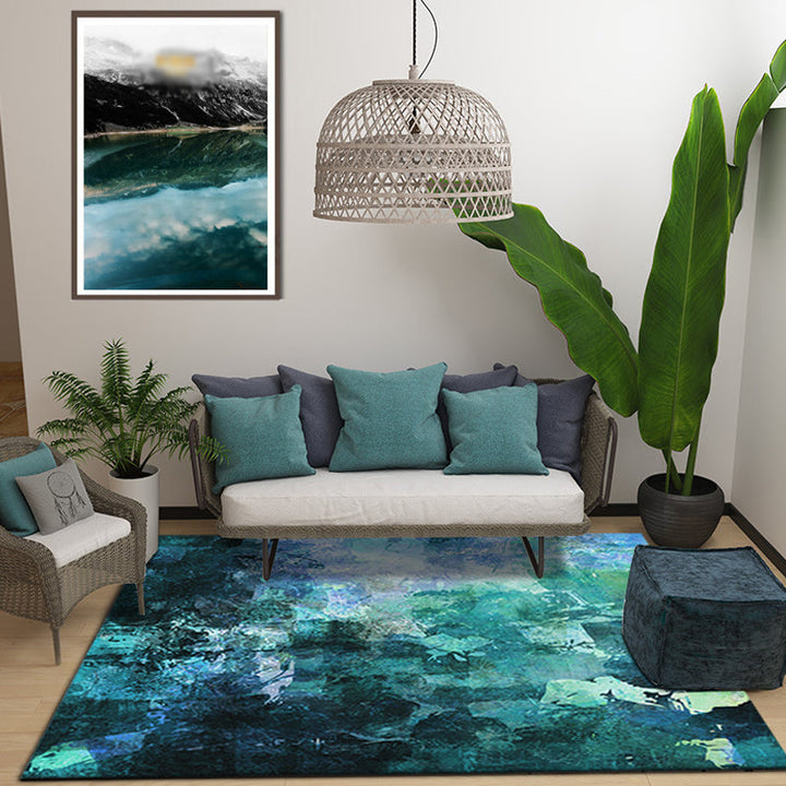 Lisslune | Creative Abstract Rug Multicolor Industrial Rug Polyester Pet Friendly Washable Non-Slip Carpet for Living Room