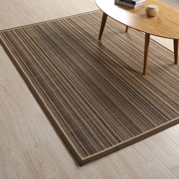 Lisslune | Rustic Striped Pattern Area Rug Brown Sisal Rug Non-Slip Pet-Friendly Washable Area Rug for Living Room