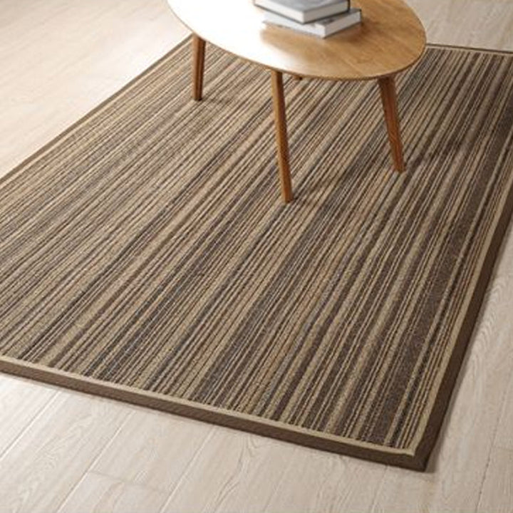 Lisslune | Rustic Striped Pattern Area Rug Brown Sisal Rug Non-Slip Pet-Friendly Washable Area Rug for Living Room