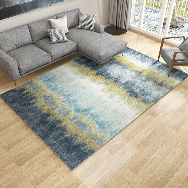 Lisslune | Multicolor Living Room Rug Industrial Abstract Rug Polyester Washable Non-Slip Back Pet-Friendly Rug