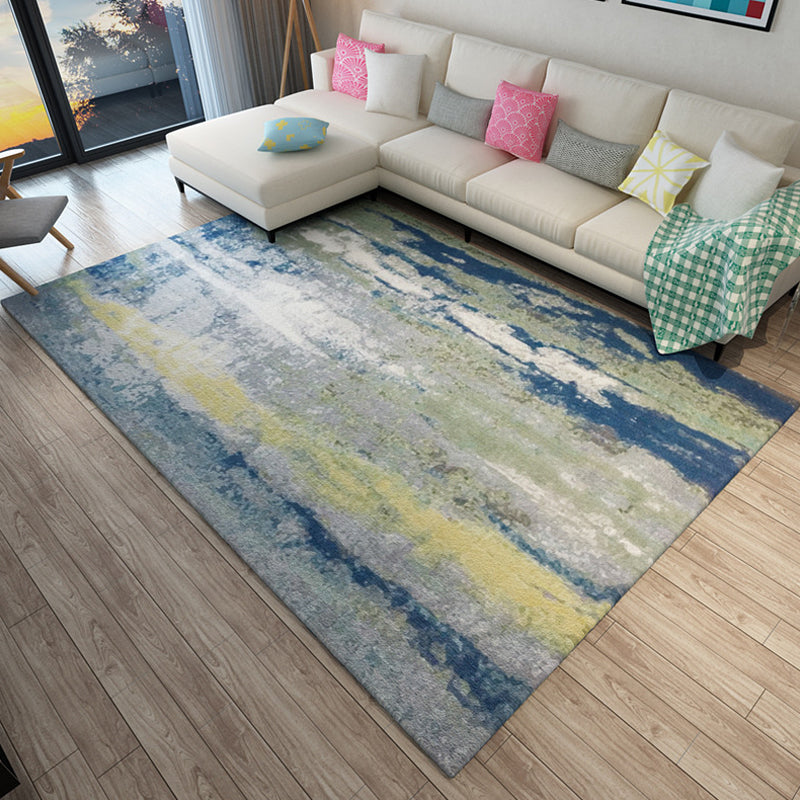 Lisslune | Multicolor Living Room Rug Industrial Abstract Rug Polyester Washable Non-Slip Back Pet-Friendly Rug