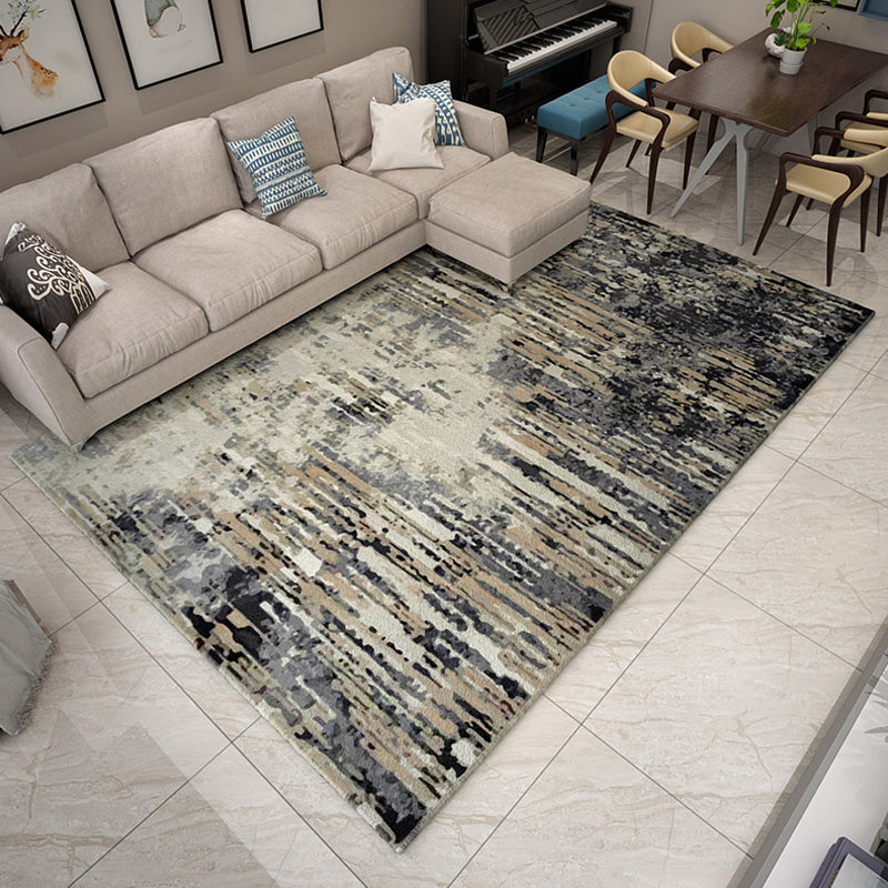 Lisslune | Multicolor Living Room Rug Industrial Abstract Rug Polyester Washable Non-Slip Back Pet-Friendly Rug