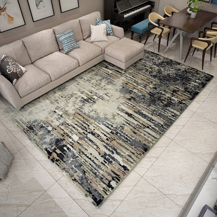 Lisslune | Multicolor Living Room Rug Industrial Abstract Rug Polyester Washable Non-Slip Back Pet-Friendly Rug