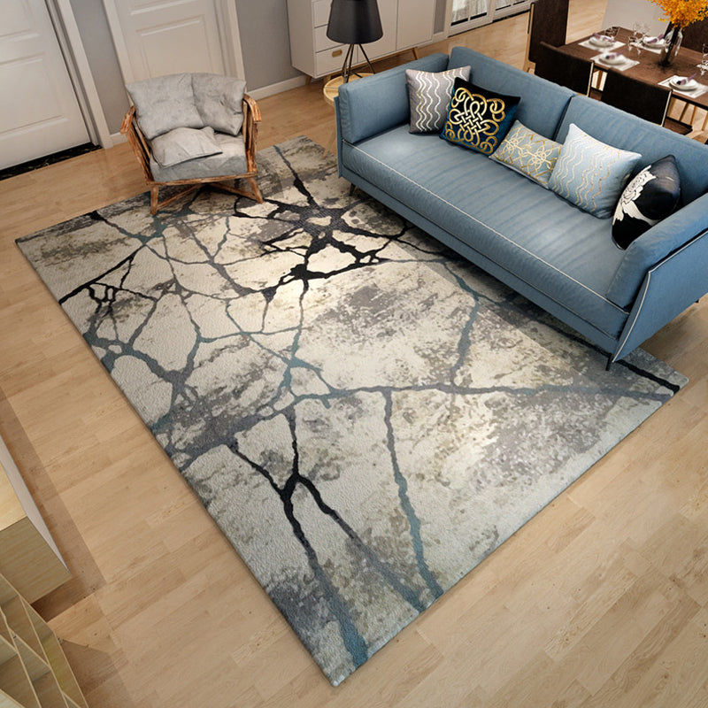 Lisslune | Multicolor Living Room Rug Industrial Abstract Rug Polyester Washable Non-Slip Back Pet-Friendly Rug