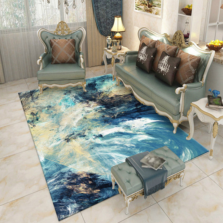 Lisslune | Industrial Color Block Carpet Multicolor Polyester Carpet Anti-slip Pet Friendly Washable Area Carpet for Bedroom