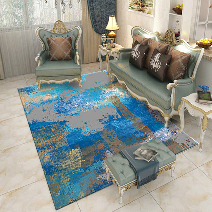 Lisslune | Industrial Color Block Carpet Multicolor Polyester Carpet Anti-slip Pet Friendly Washable Area Carpet for Bedroom