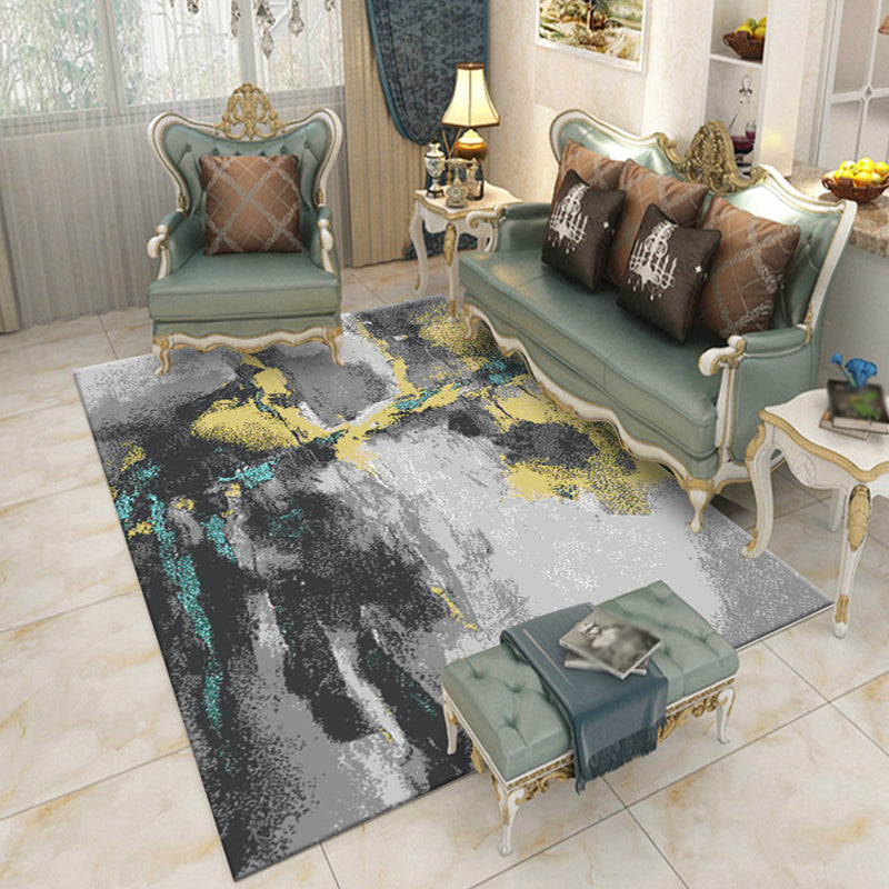 Lisslune | Industrial Color Block Carpet Multicolor Polyester Carpet Anti-slip Pet Friendly Washable Area Carpet for Bedroom