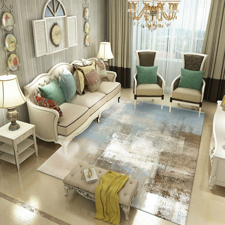 Lisslune | Creative Watercolor Pattern Carpet Multicolor Industrial Rug Polyester Pet Friendly Washable Non-slip Carpet for Bedroom