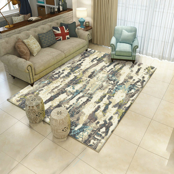 Lisslune | Creative Watercolor Pattern Carpet Multicolor Industrial Rug Polyester Pet Friendly Washable Non-slip Carpet for Bedroom