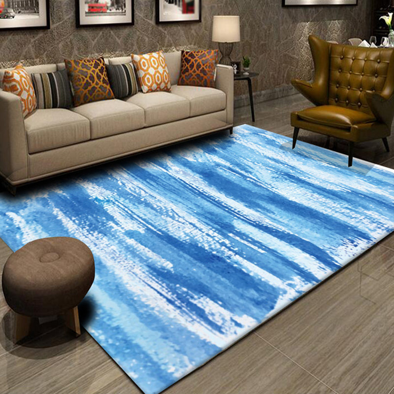 Lisslune | Multicolor Abstract Striped Pattern Carpet Polyester Industrial Carpet Pet Friendly Washable Non-Slip Rug for Living Room