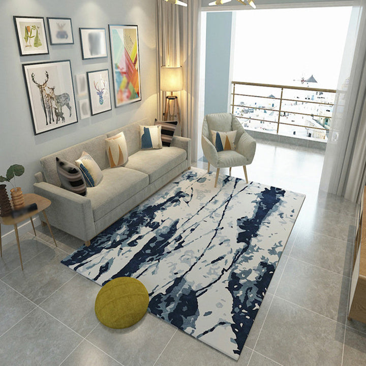 Lisslune | Multicolor Living Room Rug Industrial Watercolor Pattern Rug Polyester Washable Non-Slip Backing Pet-Friendly Rug