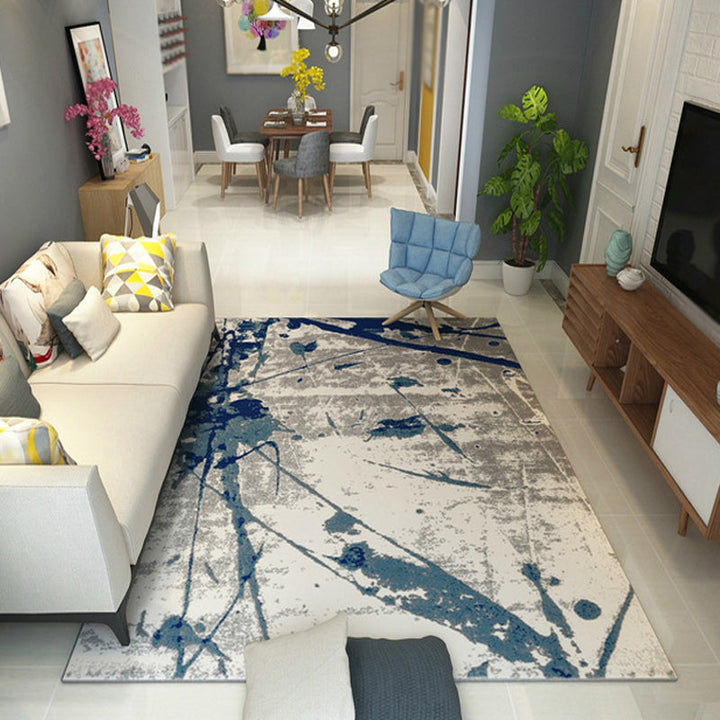 Lisslune | Multicolor Living Room Rug Industrial Watercolor Pattern Rug Polyester Washable Non-Slip Backing Pet-Friendly Rug