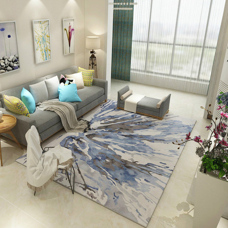 Lisslune | Multicolor Living Room Rug Industrial Watercolor Pattern Rug Polyester Washable Non-Slip Backing Pet-Friendly Rug
