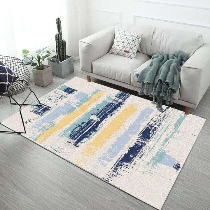 Lisslune | Industrial Abstract Floor Rug Multicolor Polyester Rug Non-Slip Pet Friendly Washable Area Rug for Bedroom