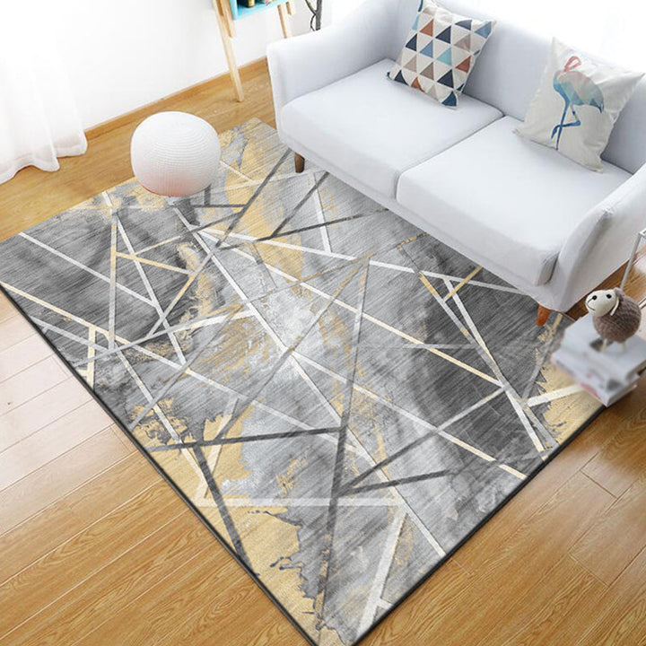 Lisslune | Funky Abstract Geometric Pattern Rug Multicolor Industrial Rug Polyester Pet-Friendly Washable Non-Slip Area Rug for Bedroom
