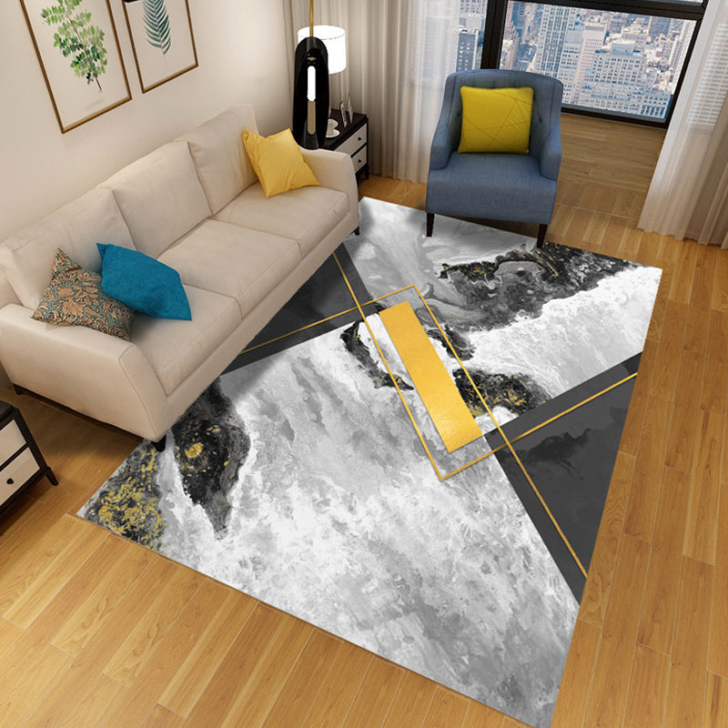 Lisslune | Multicolor Abstract Carpet Polyester Industrial Carpet Pet Friendly Washable Non-Slip Rug for Living Room