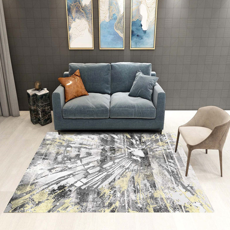 Lisslune | Multicolor Living Room Rug Industrial Abstract Rug Polyester Washable Non-Slip Back Pet-Friendly Rug