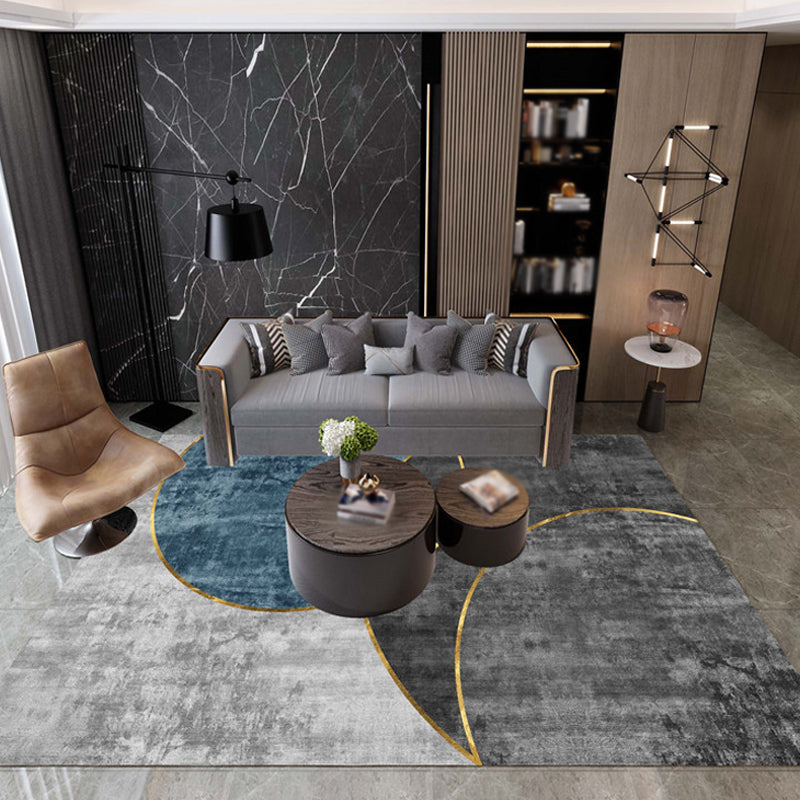 Lisslune | Multicolor Living Room Rug Industrial Abstract Rug Polyester Washable Non-Slip Back Pet-Friendly Rug