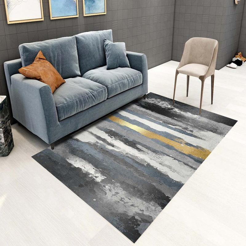 Lisslune | Multicolor Living Room Rug Industrial Abstract Rug Polyester Washable Non-Slip Back Pet-Friendly Rug