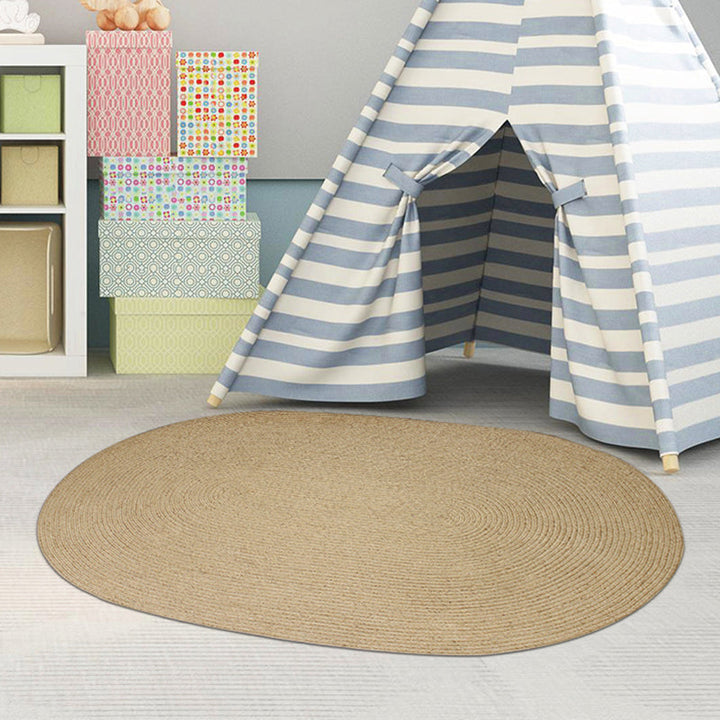 Lisslune | Brown Solid Color Rug Sisal Country Rug Pet Friendly Washable Non-Slip Rug for Bedroom