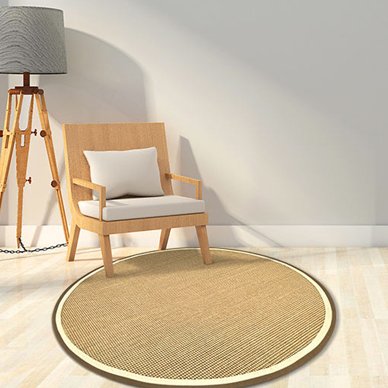 Lisslune | Brown Living Room Rug Rustic Circle Pattern Rug Sisal Washable Non-Slip Backing Pet-Friendly Rug
