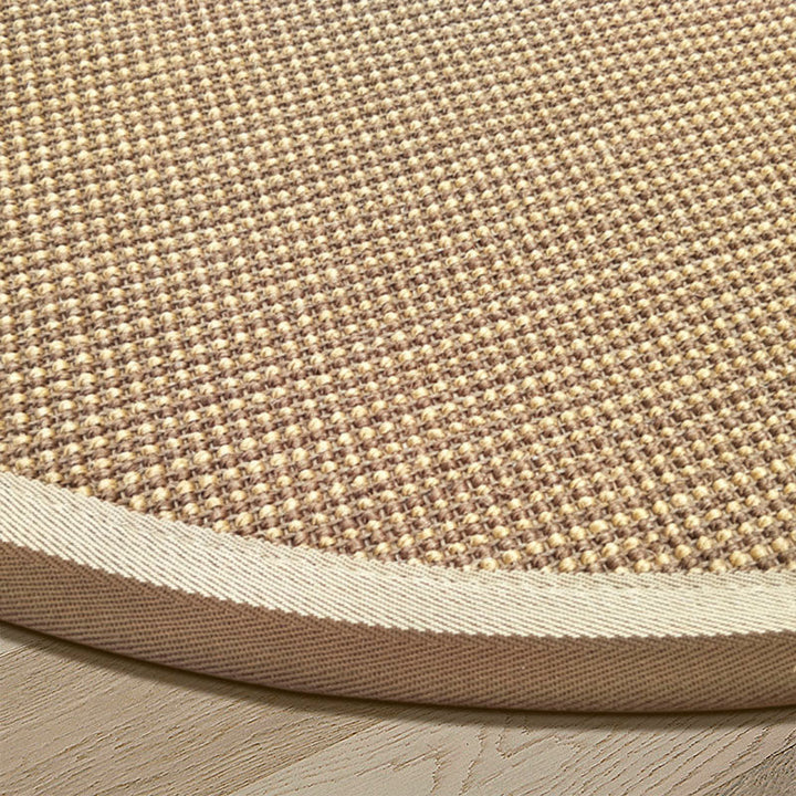 Lisslune | Brown Living Room Rug Rustic Circle Pattern Rug Sisal Washable Non-Slip Backing Pet-Friendly Rug