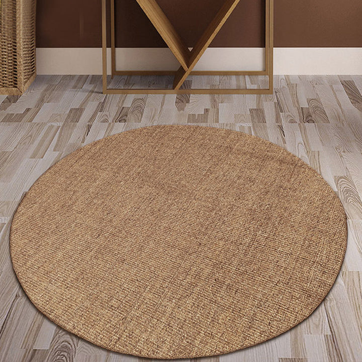 Lisslune | Brown Living Room Rug Rustic Circle Pattern Rug Sisal Washable Non-Slip Backing Pet-Friendly Rug