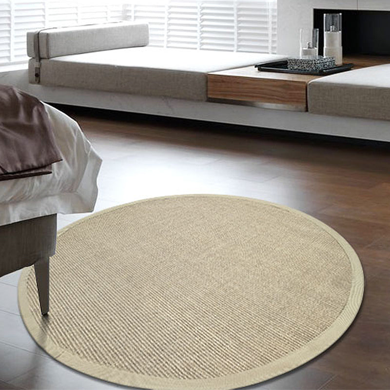 Lisslune | Brown Living Room Rug Rustic Circle Pattern Rug Sisal Washable Non-Slip Backing Pet-Friendly Rug