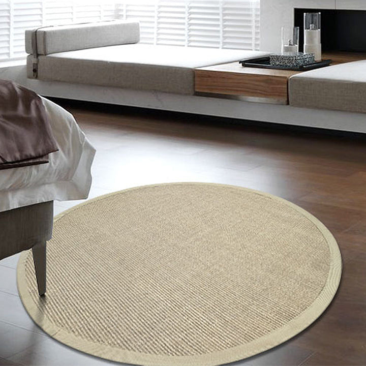 Lisslune | Brown Living Room Rug Rustic Circle Pattern Rug Sisal Washable Non-Slip Backing Pet-Friendly Rug
