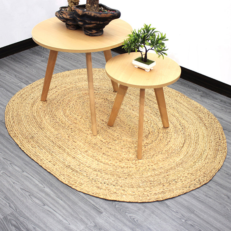 Lisslune | Country Solid Color Carpet Beige and Yellow Jute Carpet Non-Slip Pet-Friendly Washable Area Rug for Study