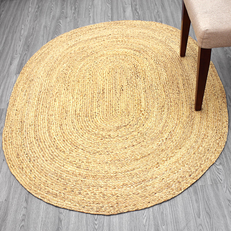 Lisslune | Country Solid Color Carpet Beige and Yellow Jute Carpet Non-Slip Pet-Friendly Washable Area Rug for Study