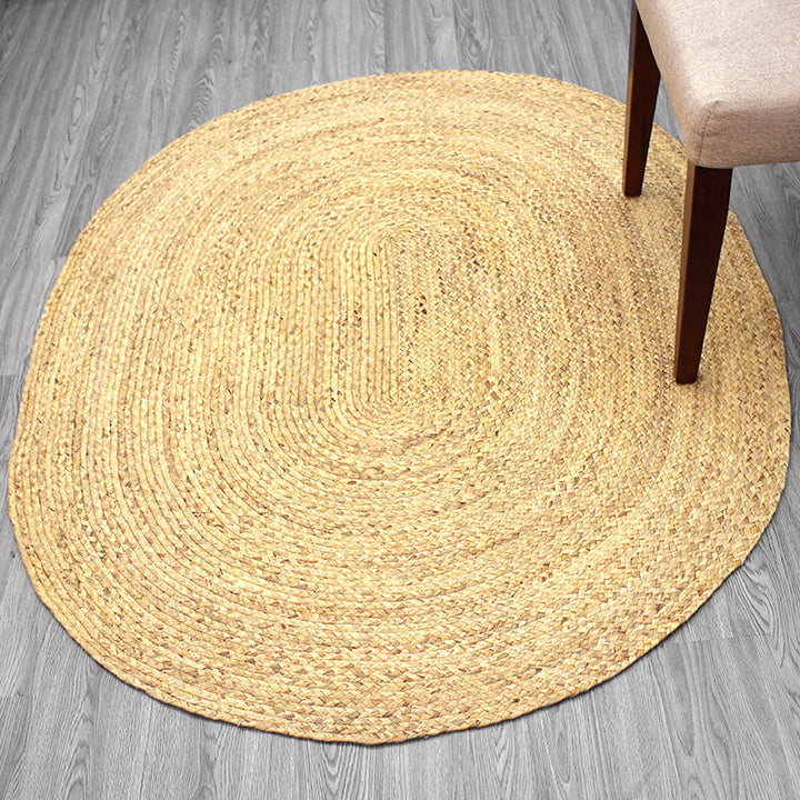 Lisslune | Country Solid Color Carpet Beige and Yellow Jute Carpet Non-Slip Pet-Friendly Washable Area Rug for Study