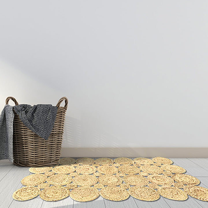 Lisslune | Country Solid Color Carpet Beige and Yellow Jute Carpet Non-Slip Pet-Friendly Washable Area Rug for Study