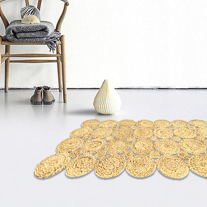 Lisslune | Country Solid Color Carpet Beige and Yellow Jute Carpet Non-Slip Pet-Friendly Washable Area Rug for Study