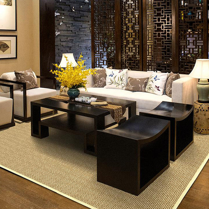 Lisslune | Brown Living Room Rug Rustic Solid Color Rug Sisal Washable Non-Slip Back Pet-Friendly Rug