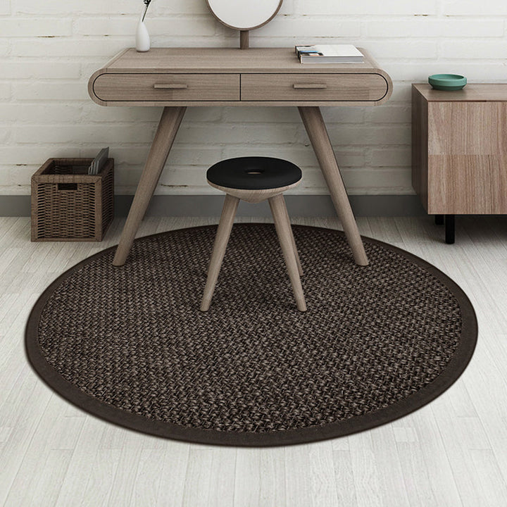 Lisslune | Country Solid Color Area Rug Black Jute Rug Non-Slip Pet Friendly Washable Area Rug for Study