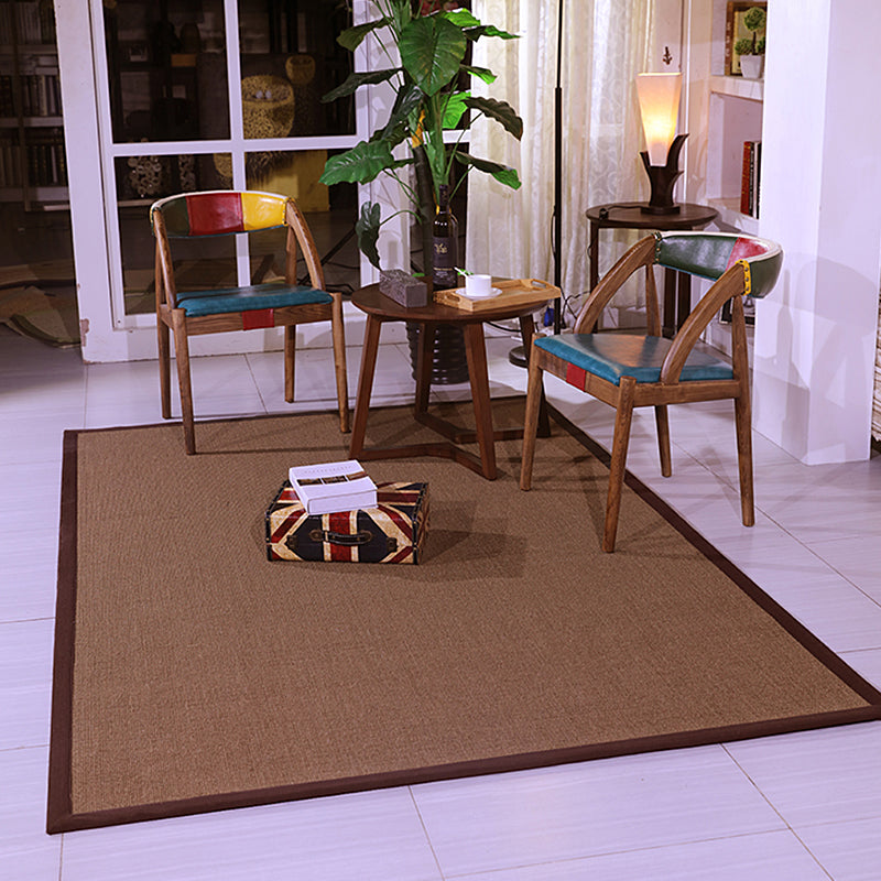 Lisslune | Casual Plain Rug Brown Country Rug Jute Pet-Friendly Washable Non-Slip Rug for Decoration