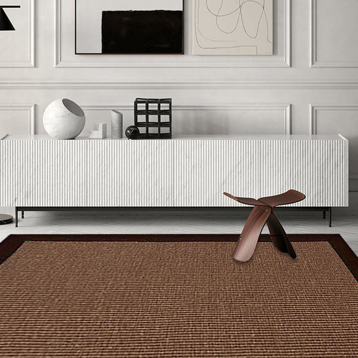 Lisslune | Casual Plain Rug Brown Country Rug Jute Pet-Friendly Washable Non-Slip Rug for Decoration