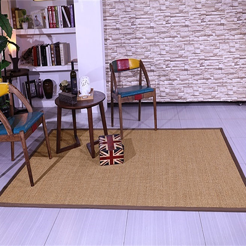 Lisslune | Brown Solid Color Rug Sisal Country Rug Pet Friendly Washable Non-Slip Rug for Bedroom