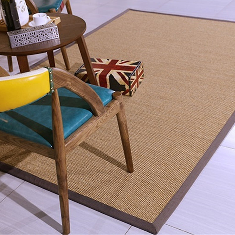 Lisslune | Brown Solid Color Rug Sisal Country Rug Pet Friendly Washable Non-Slip Rug for Bedroom