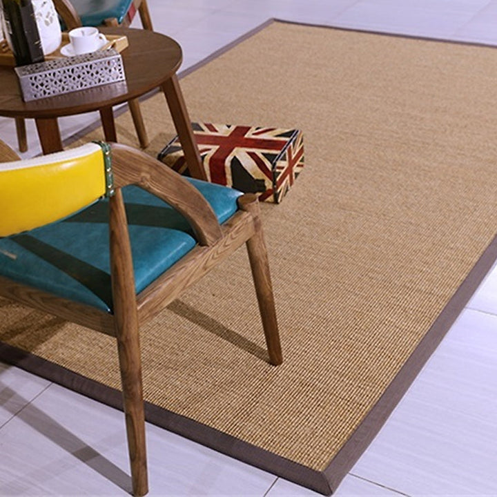 Lisslune | Brown Solid Color Rug Sisal Country Rug Pet Friendly Washable Non-Slip Rug for Bedroom