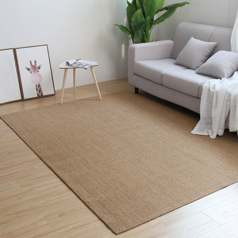 Lisslune | Brown Living Room Rug Rustic Solid Color Rug Sisal Washable Non-Slip Back Pet-Friendly Rug