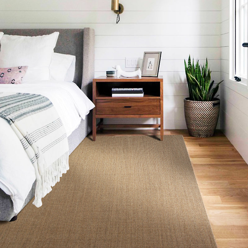 Lisslune | Brown Living Room Rug Rustic Solid Color Rug Sisal Washable Non-Slip Back Pet-Friendly Rug