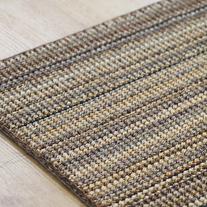 Lisslune | Outskirts Striped Pattern Carpet Brown Jute Carpet Non-Slip Pet Friendly Washable Area Rug for Study
