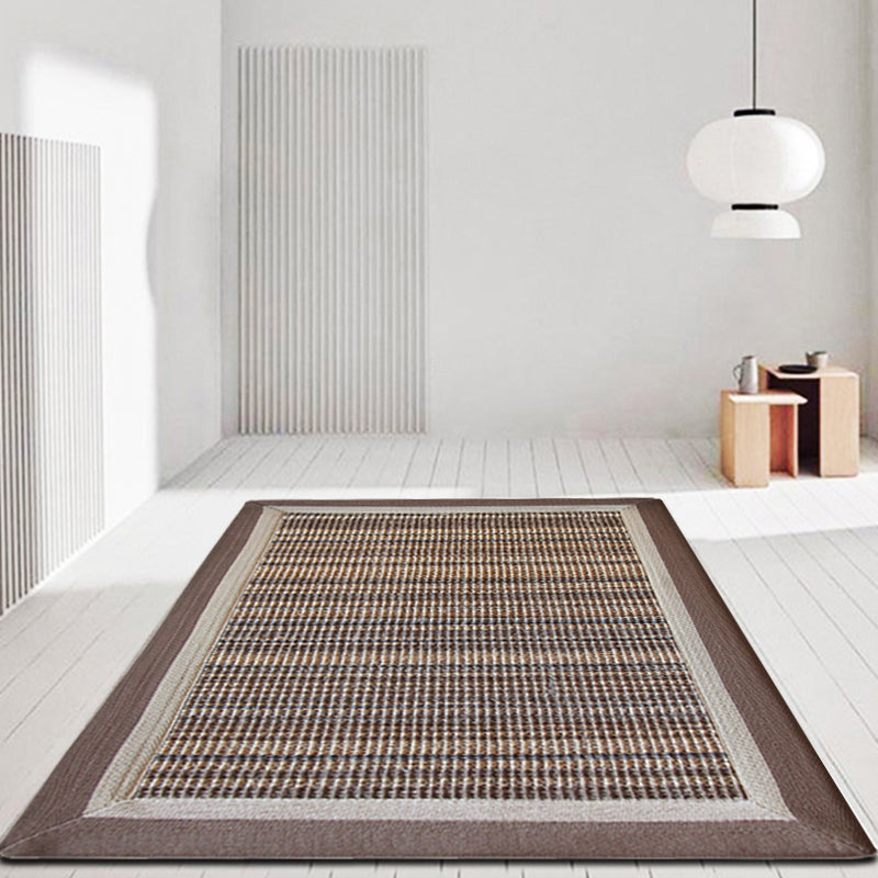 Lisslune | Brown Living Room Rug Rustic Striped Pattern Rug Sisal Washable Non-Slip Backing Pet-Friendly Rug