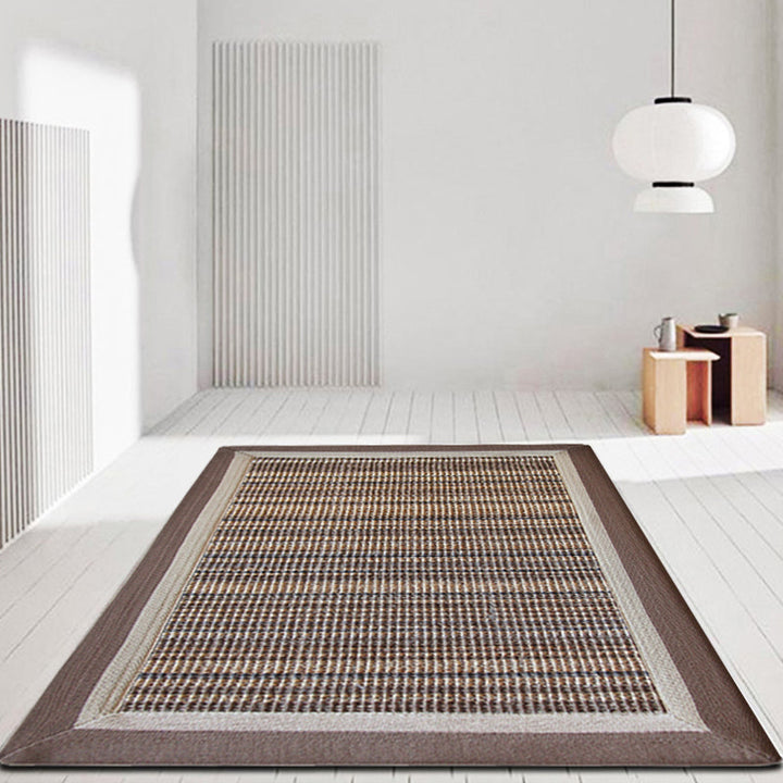 Lisslune | Brown Living Room Rug Rustic Striped Pattern Rug Sisal Washable Non-Slip Backing Pet-Friendly Rug